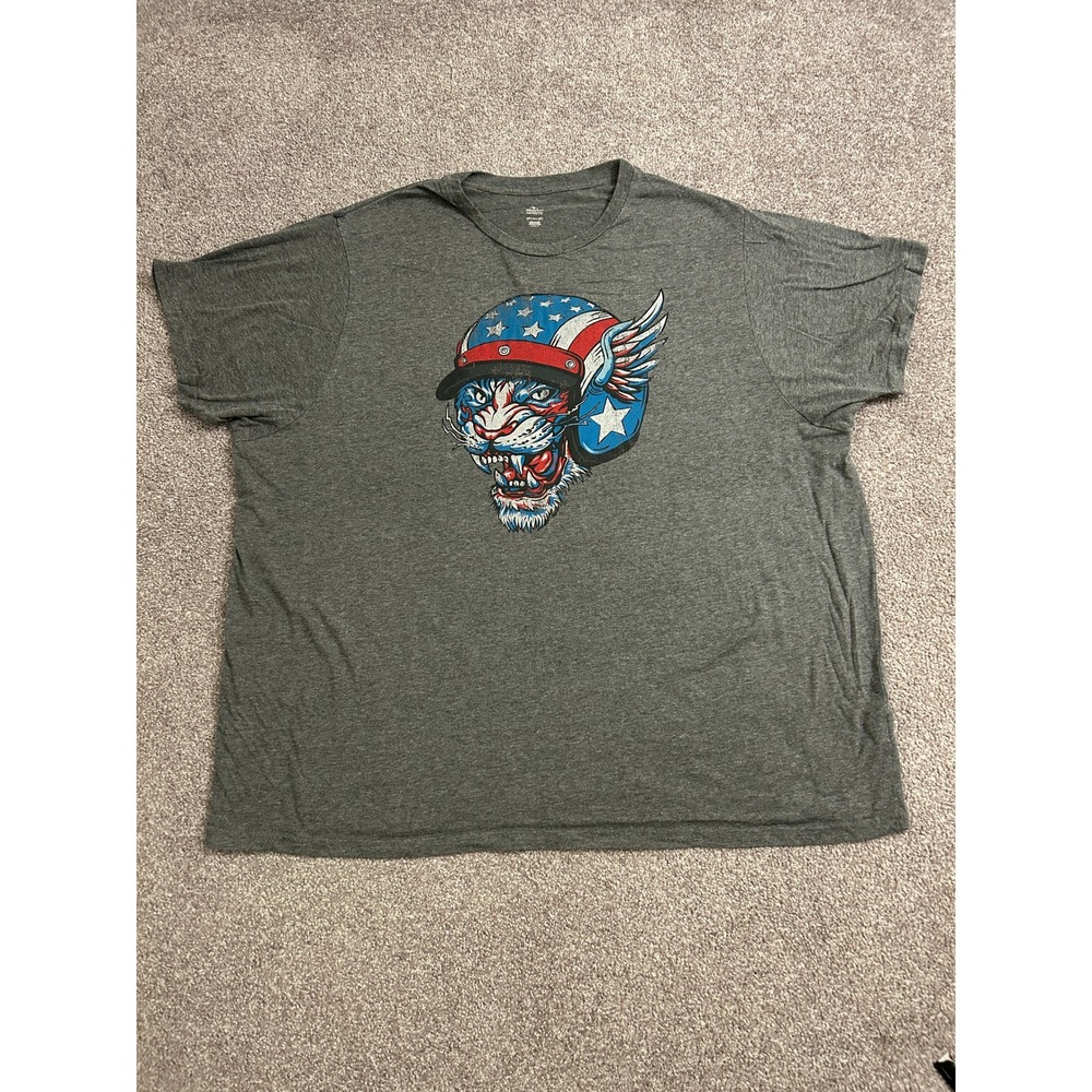 Way To Celebrate T-Shirt Mens 3XL Gray Excellent Patriotic Tiger Graphic Tee